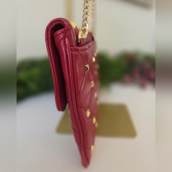 Michael Kors Sloan Quilted Leather Shoulder Bag- Red- Gold Chain Strap- Like New - Picture 9 of 16